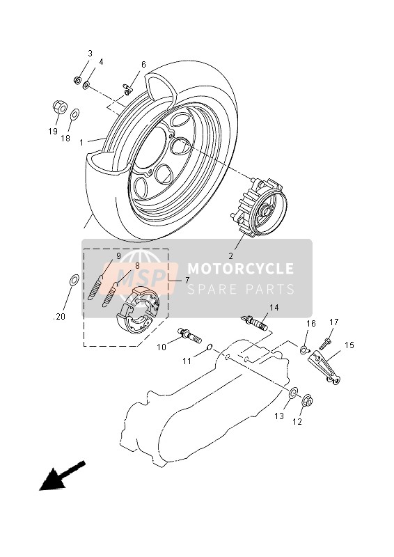 Yamaha YN50EM 2013 Rear Wheel for a 2013 Yamaha YN50EM